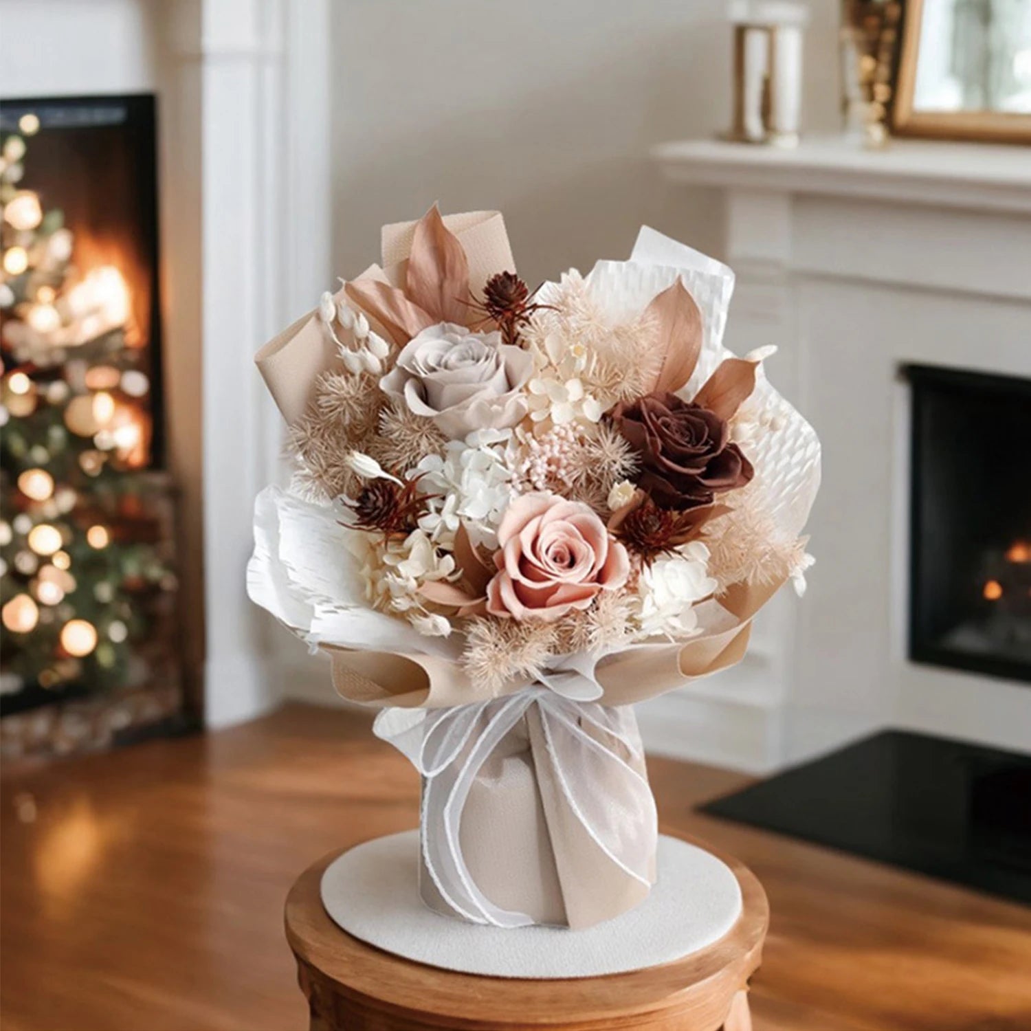 Long Lasting Preserved Flower Bouquet Gift for Valentine's Day - Zero Maintenance Artificial Flowers, Fresh 3 Years in Home Deco