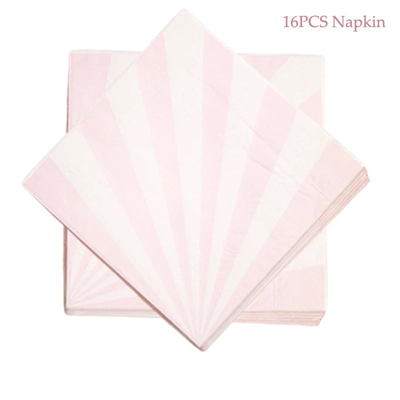 Pink Foil Gold Disposable Paper Plate Birthday Cups Straw For Kids Birthday Baby Shower Baptism Party Wedding Decor Tableware