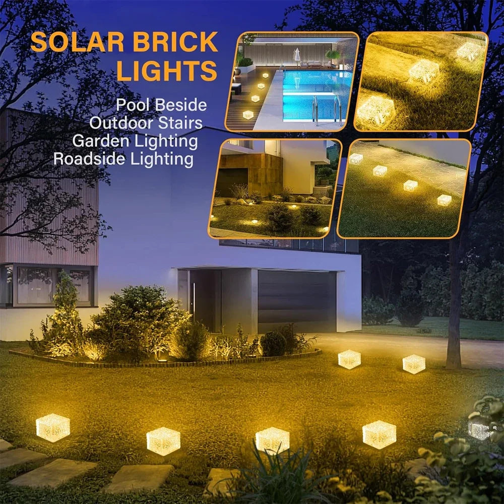 Solar Brick Lights Landscape Path Light Garden Decoration Yard Road Lighting Recessed Paver for Garden, Pathway, Patio, Walkway