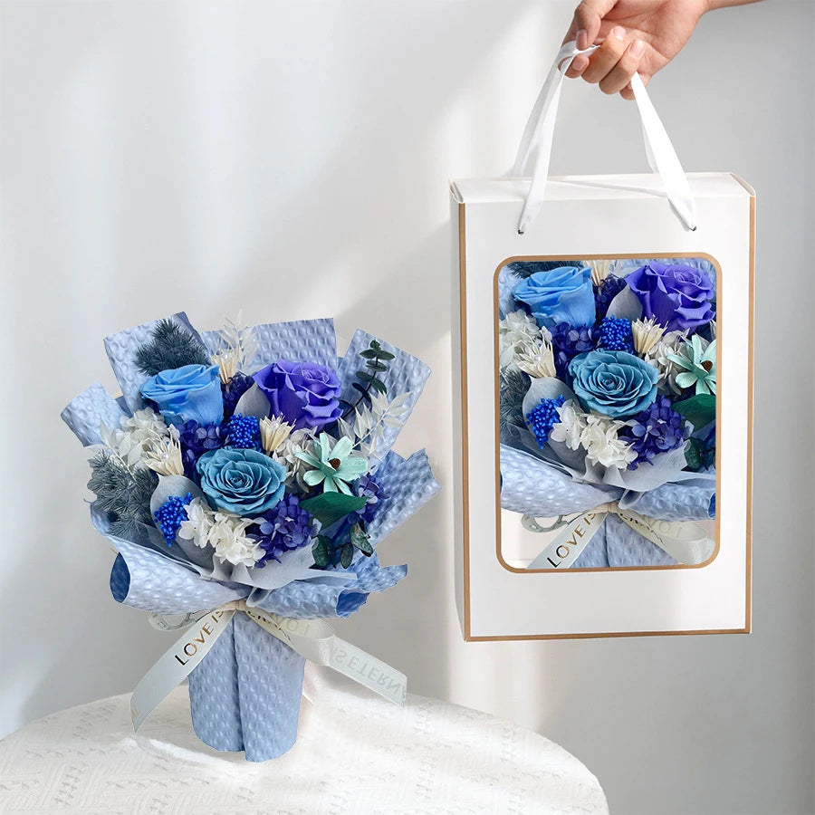 Long Lasting Preserved Flower Bouquet Gift for Valentine's Day - Zero Maintenance Artificial Flowers, Fresh 3 Years in Home Deco