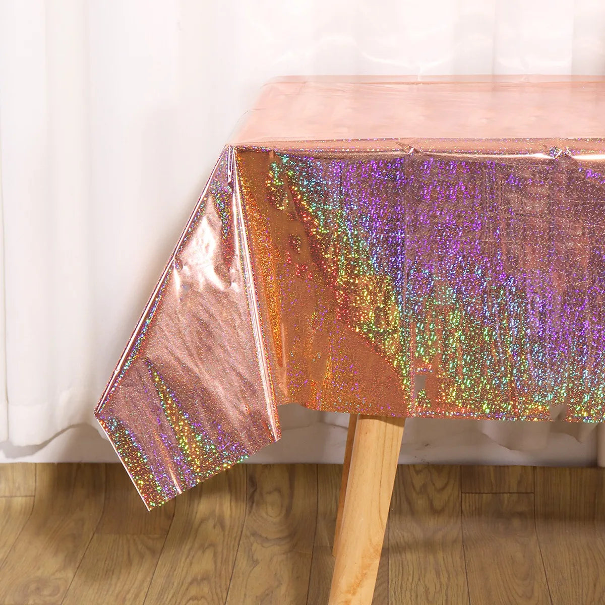 Laser Rainbow Theme Party Disposable Plastic Tablecloth Rectangular Mantel Table Cover for Birthday Wedding Home Decor Supplies