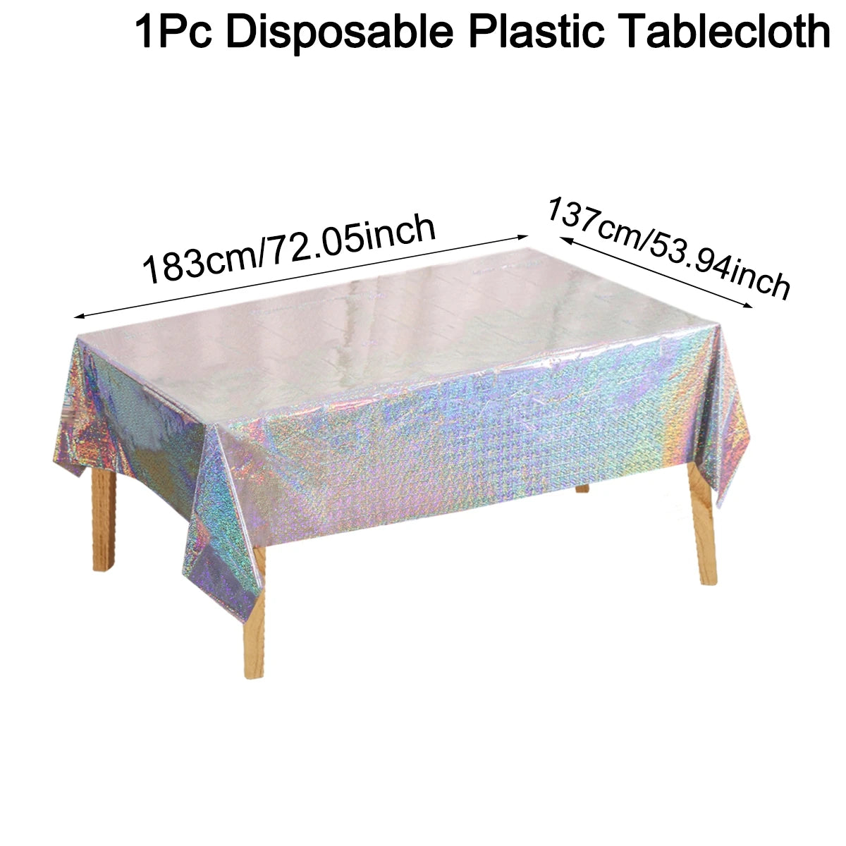 Laser Rainbow Theme Party Disposable Plastic Tablecloth Rectangular Mantel Table Cover for Birthday Wedding Home Decor Supplies