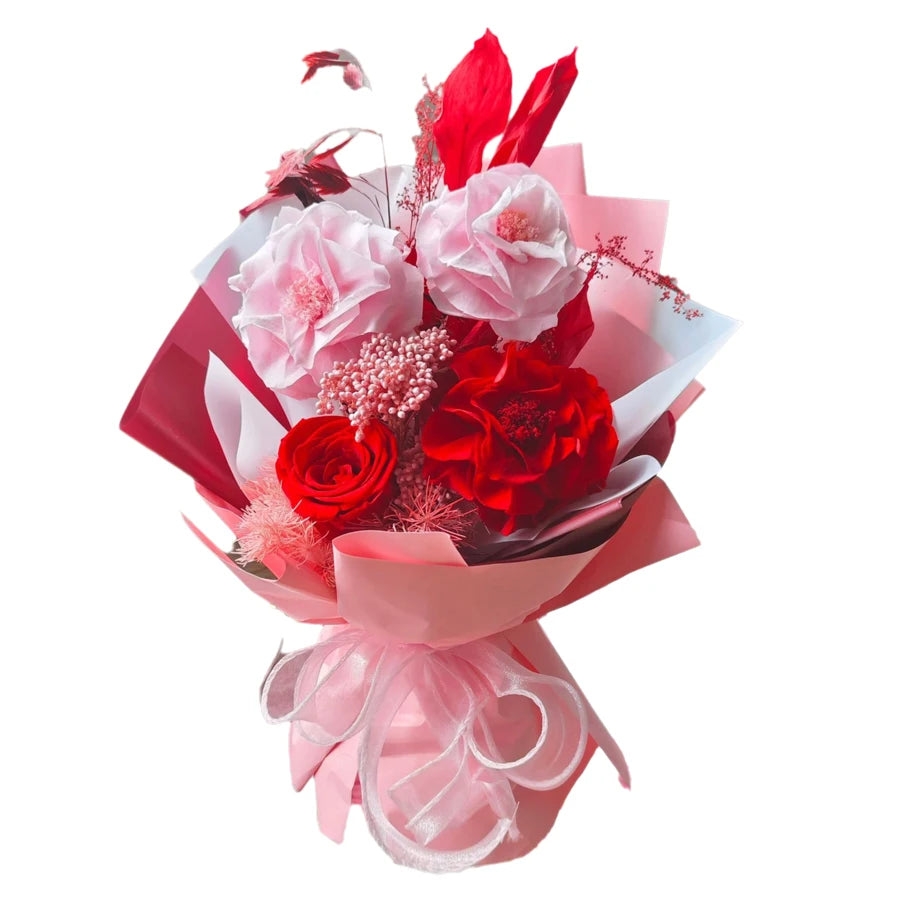 Long Lasting Preserved Flower Bouquet Gift for Valentine's Day - Zero Maintenance Artificial Flowers, Fresh 3 Years in Home Deco