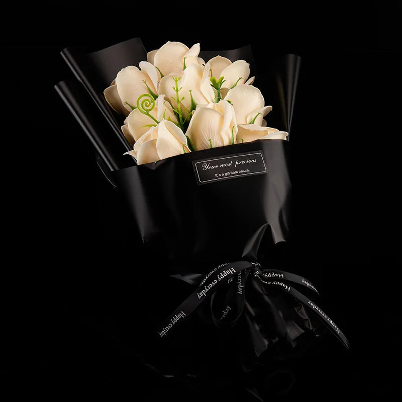 9 Heads Soap Flower Rose Bouquet Artificial Flower for Christmas Wedding Birthday Party Mother’s Day DIY Gift Home Decoration