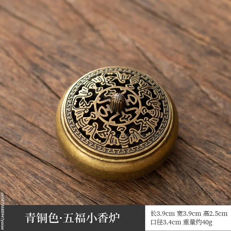 2025 Antique Pocket Dragon Phoenix Incense Burner Hollow Incense Mini Ornaments Chinese Ancient Tea Desk Decor Office Decoration