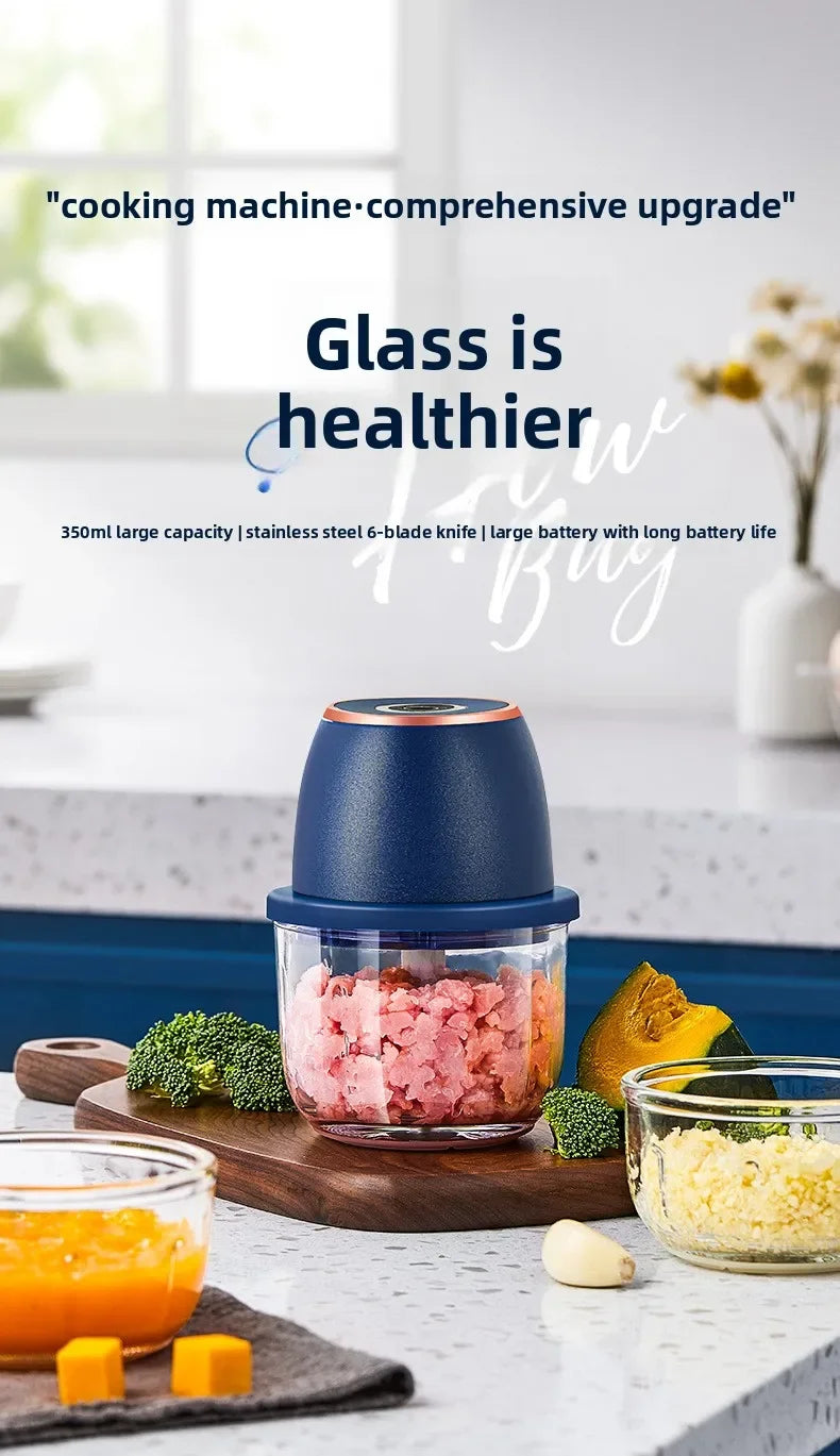 TINSOL 350ML Electric Meat Grinder Food Chopper Garlic Masher USB Multi-Function Vegetable Slicer Blender Kitchen Mixer