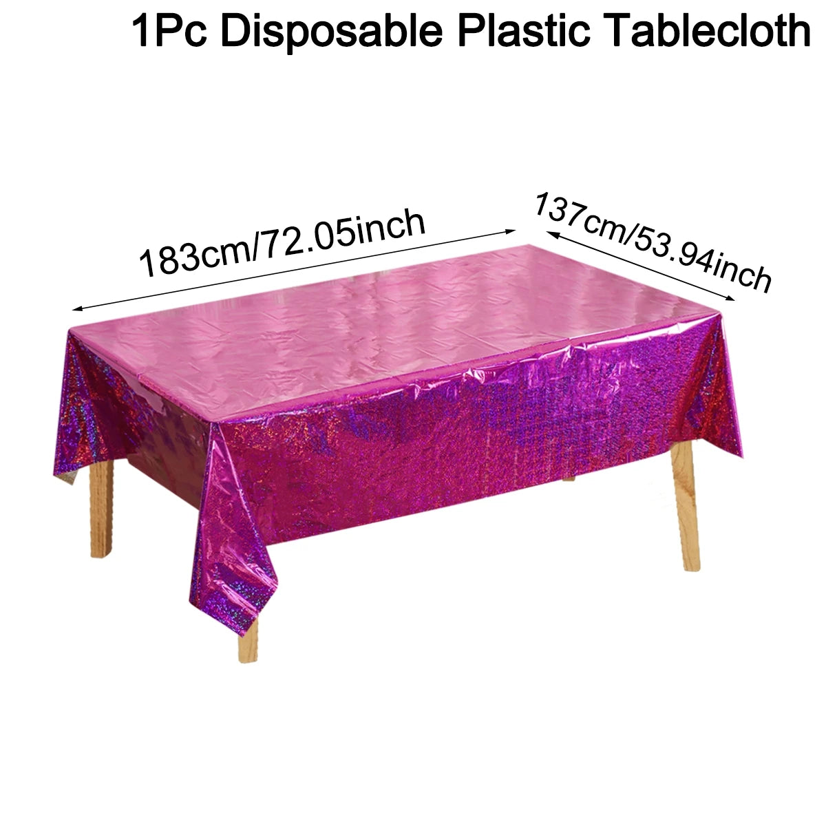 Laser Rainbow Theme Party Disposable Plastic Tablecloth Rectangular Mantel Table Cover for Birthday Wedding Home Decor Supplies