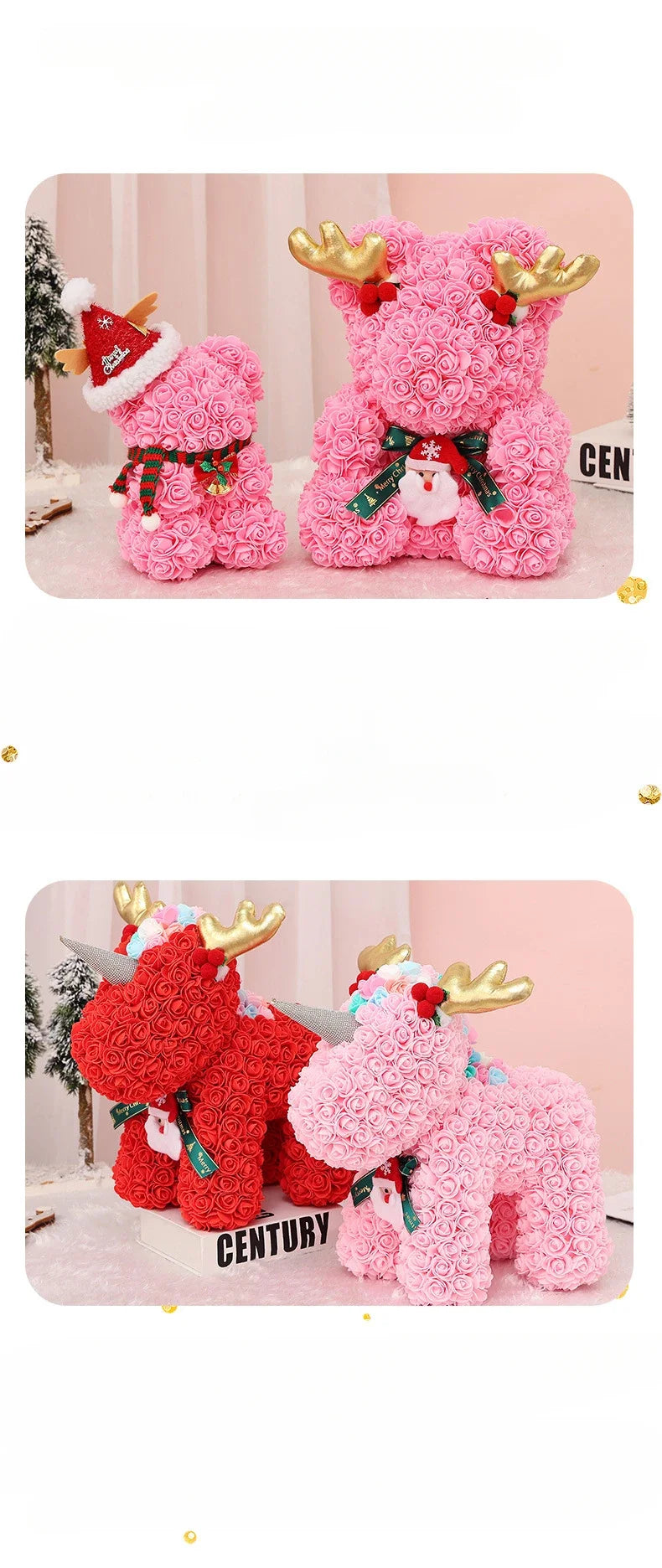 Romantic Rose Bear Plush Toy 30cm Artificial Flower Bouquet Gift for Her Valentines Day Anniversary Keepsake Home Decoration
