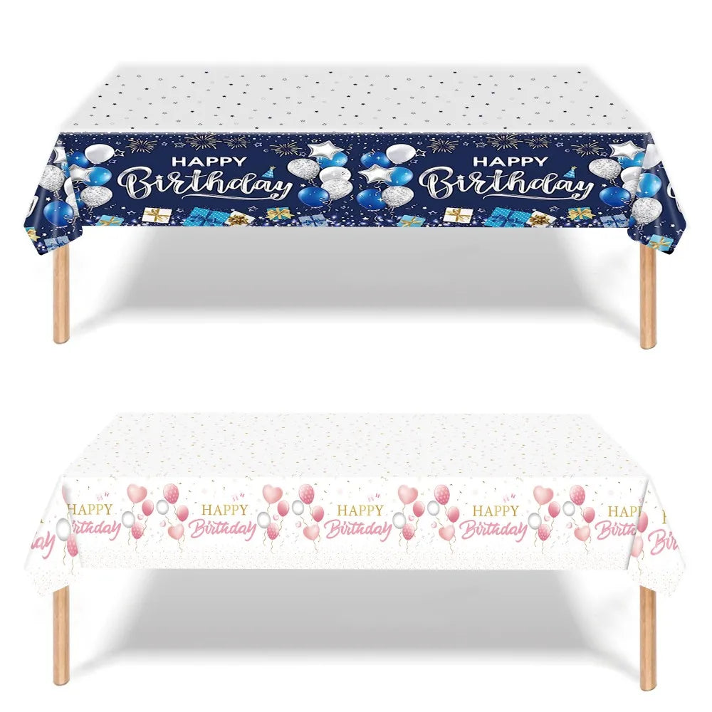 Rectangular Disposable Birthday Tablecloth Plastic Waterproof Tablecloth for Dinning Table 1st Birthday Decoration Baby Shower