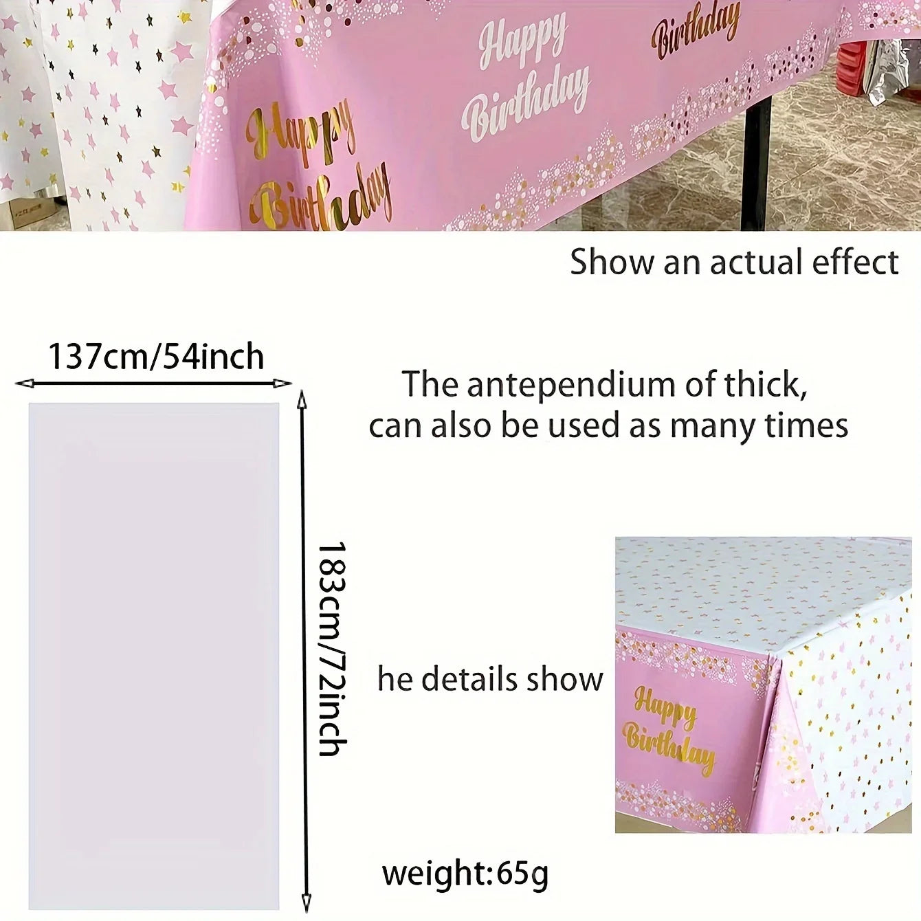 disposable roll up tablecloth, suitable for party gatherings, birthday party decoration, special oil-proof, waterproof leave-in