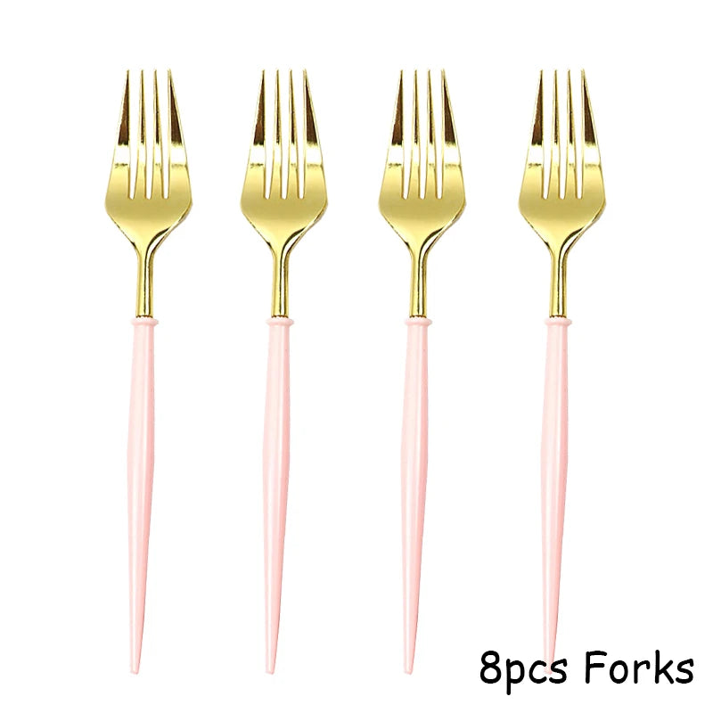 Pink Foil Gold Disposable Paper Plate Birthday Cups Straw For Kids Birthday Baby Shower Baptism Party Wedding Decor Tableware
