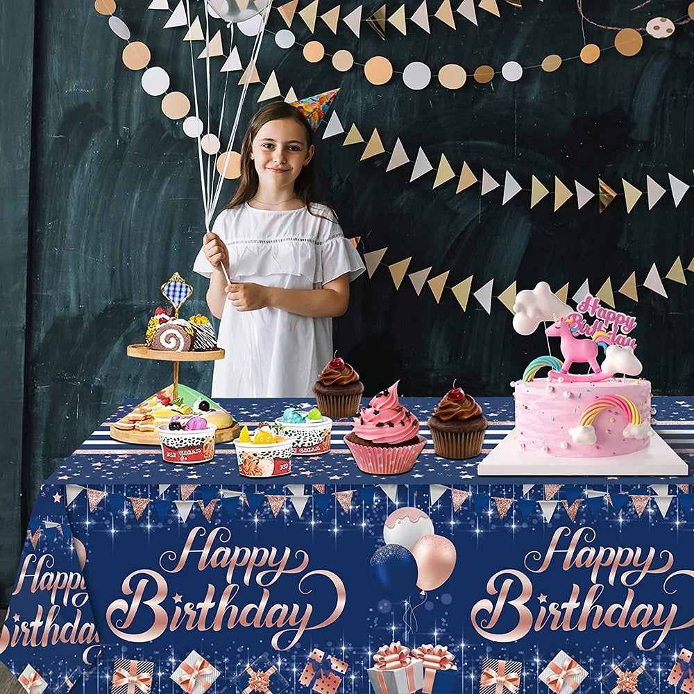 Rectangular Disposable Birthday Tablecloth Plastic Waterproof Tablecloth for Dinning Table 1st Birthday Decoration Baby Shower