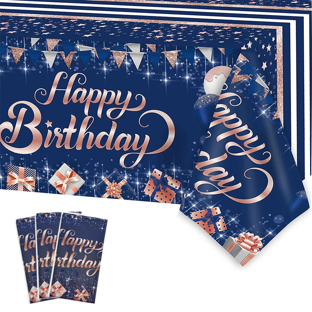 Rectangular Disposable Birthday Tablecloth Plastic Waterproof Tablecloth for Dinning Table 1st Birthday Decoration Baby Shower