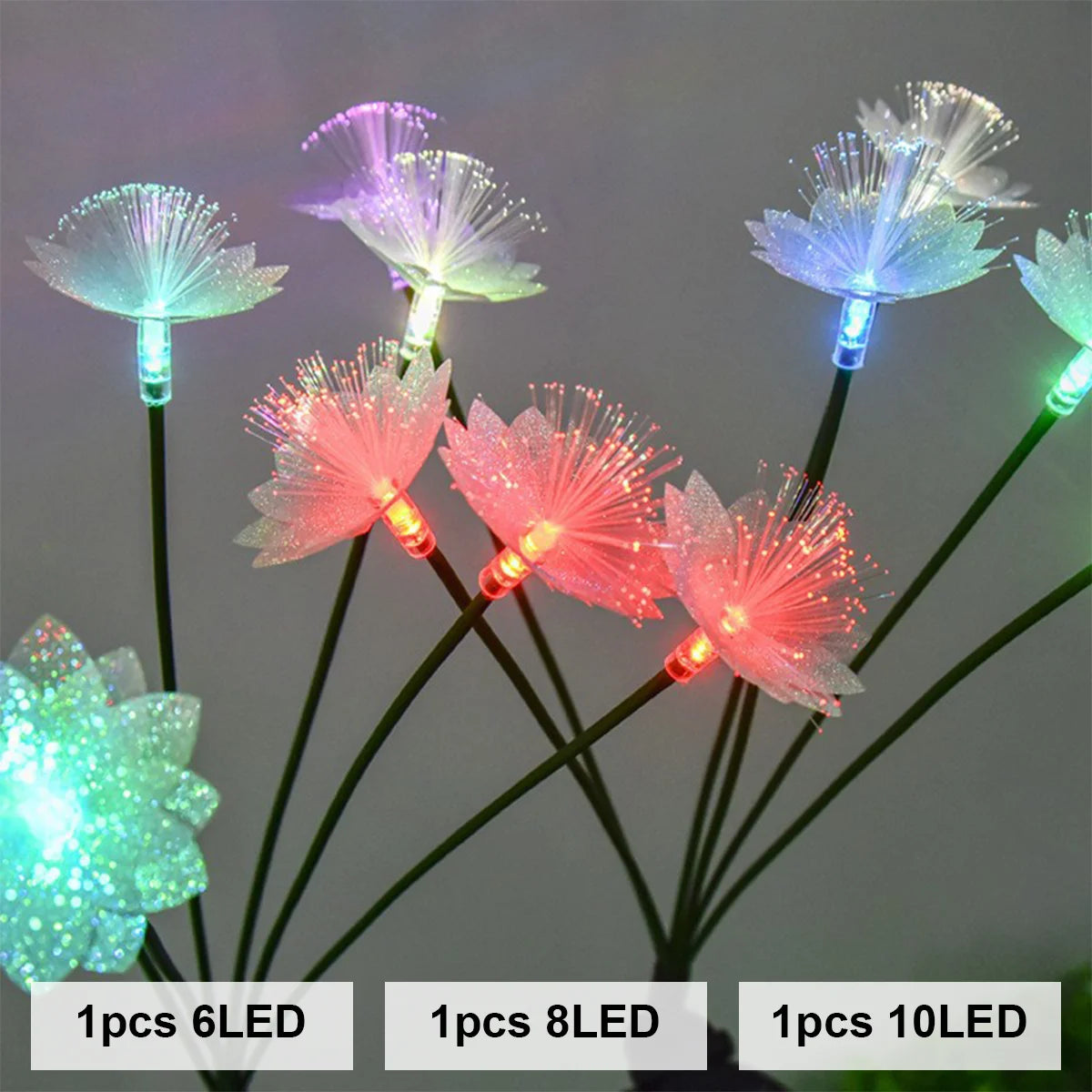 Solar Flower Garden Light Outdoor Lights For Yard Landscape Lighting Pathway Outside Powered Led Fiber Optic Driveway Waterproof