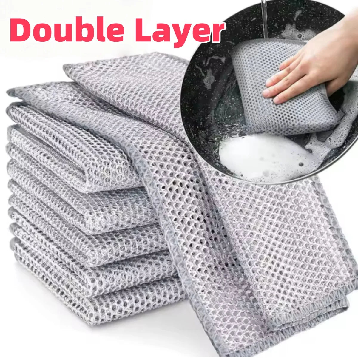 5-20PCS Magic Cleaning Cloth Thickened Double -sided Metal Steel Wire Rags Kitchen Dish Pot Washdishing Cloths Towel Clean Tools