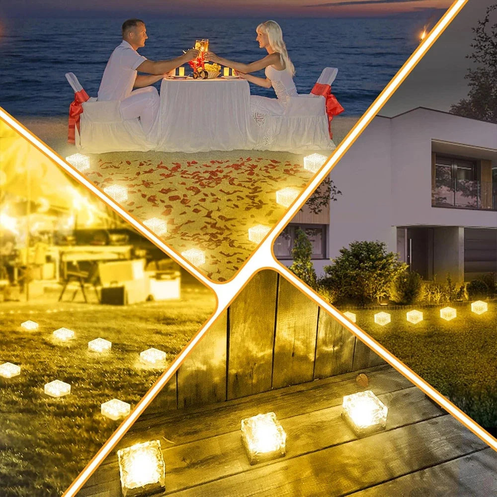 Solar Brick Lights Landscape Path Light Garden Decoration Yard Road Lighting Recessed Paver for Garden, Pathway, Patio, Walkway