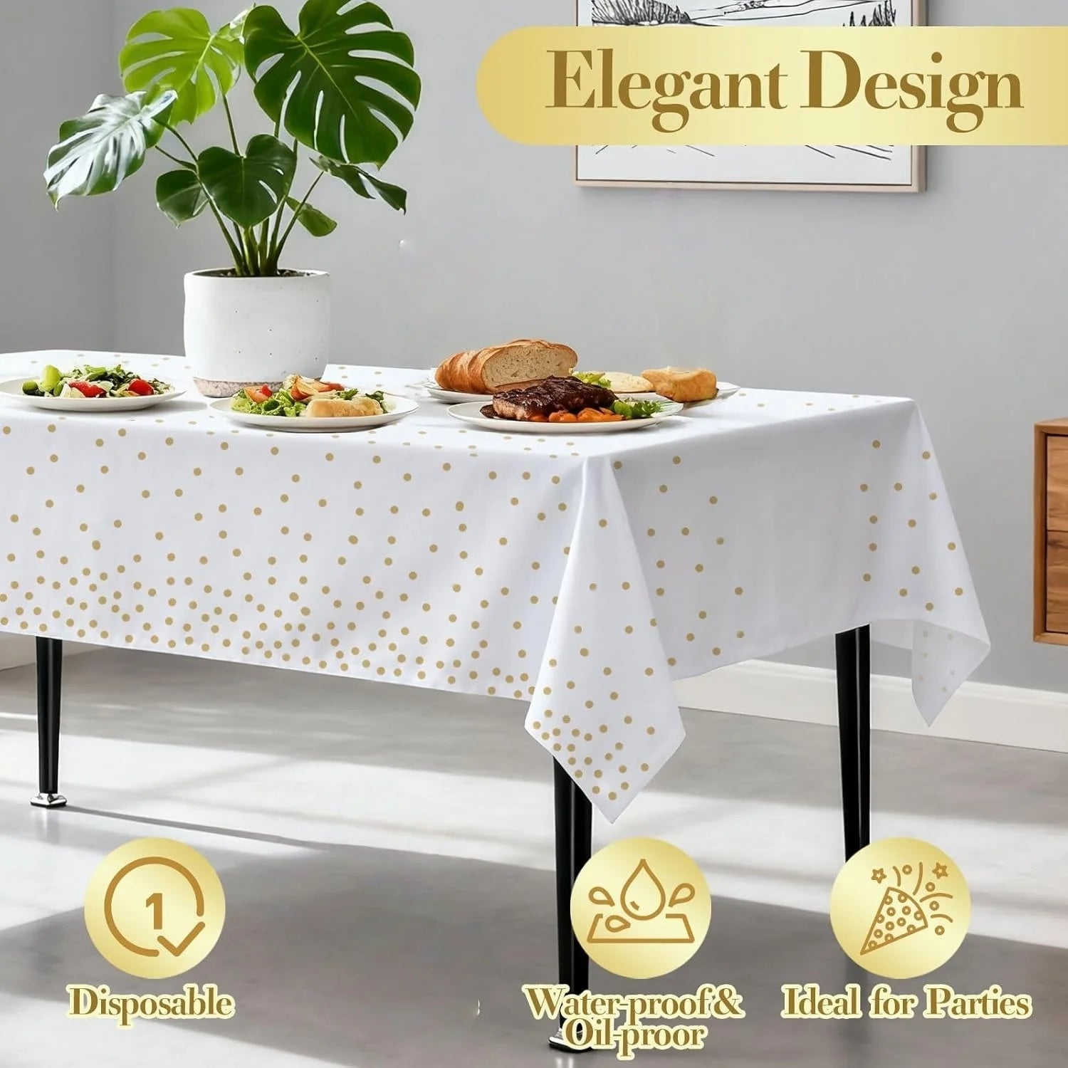 5pcs Premium Disposable Table Cloth Table Cloths for Parties Decorative Tablecloths for Rectangle Tables，Disposable Tablecloths