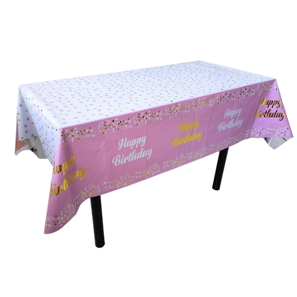 Rectangular Disposable Birthday Tablecloth Plastic Waterproof Tablecloth for Dinning Table 1st Birthday Decoration Baby Shower