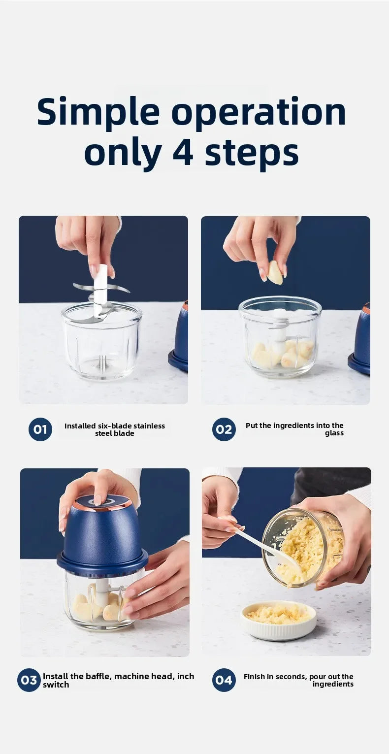 TINSOL 350ML Electric Meat Grinder Food Chopper Garlic Masher USB Multi-Function Vegetable Slicer Blender Kitchen Mixer
