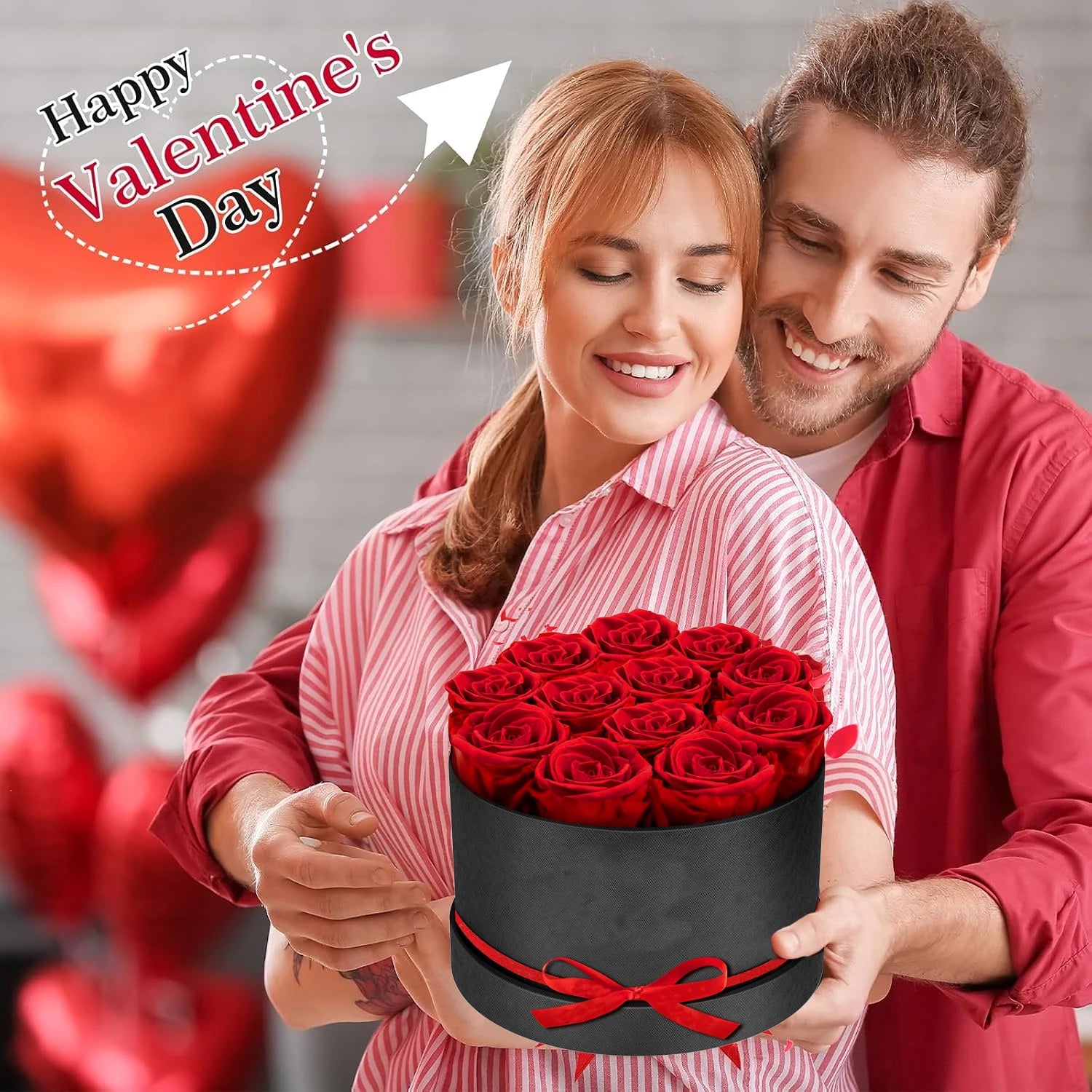 12/18/24PCS Preserved Flowers Rose Heart Shape Box Round Forever Flowers Eternal Valentine's Day Birthday Mother's Gifts For Her