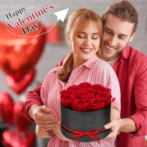 12/18/24PCS Preserved Flowers Rose Heart Shape Box Round Forever Flowers Eternal Valentine's Day Birthday Mother's Gifts For Her