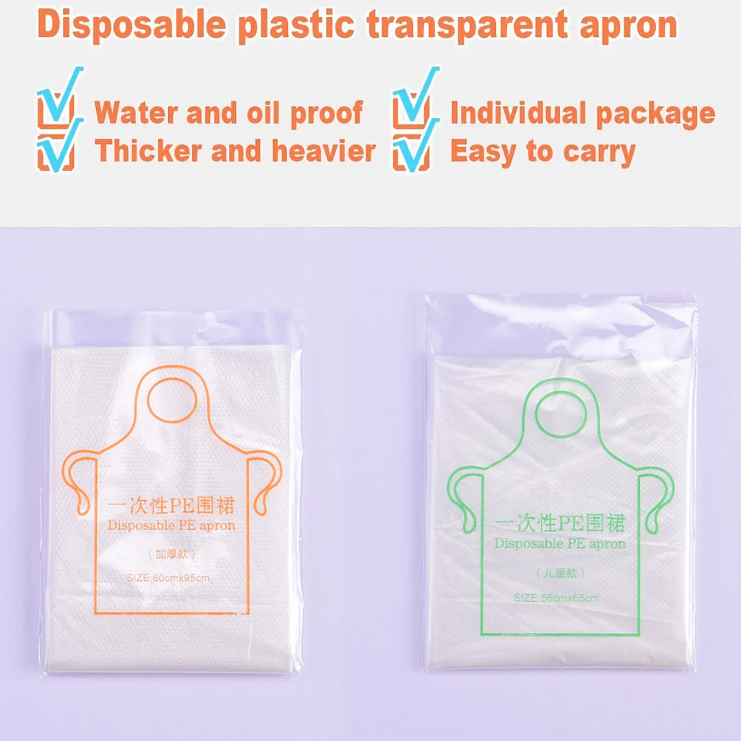 25/50/100pcs Adult Disposable Apron Multifuctional Transparent Clothing Anti Pollution Clothing Clean Cover Cape Cloth Apron