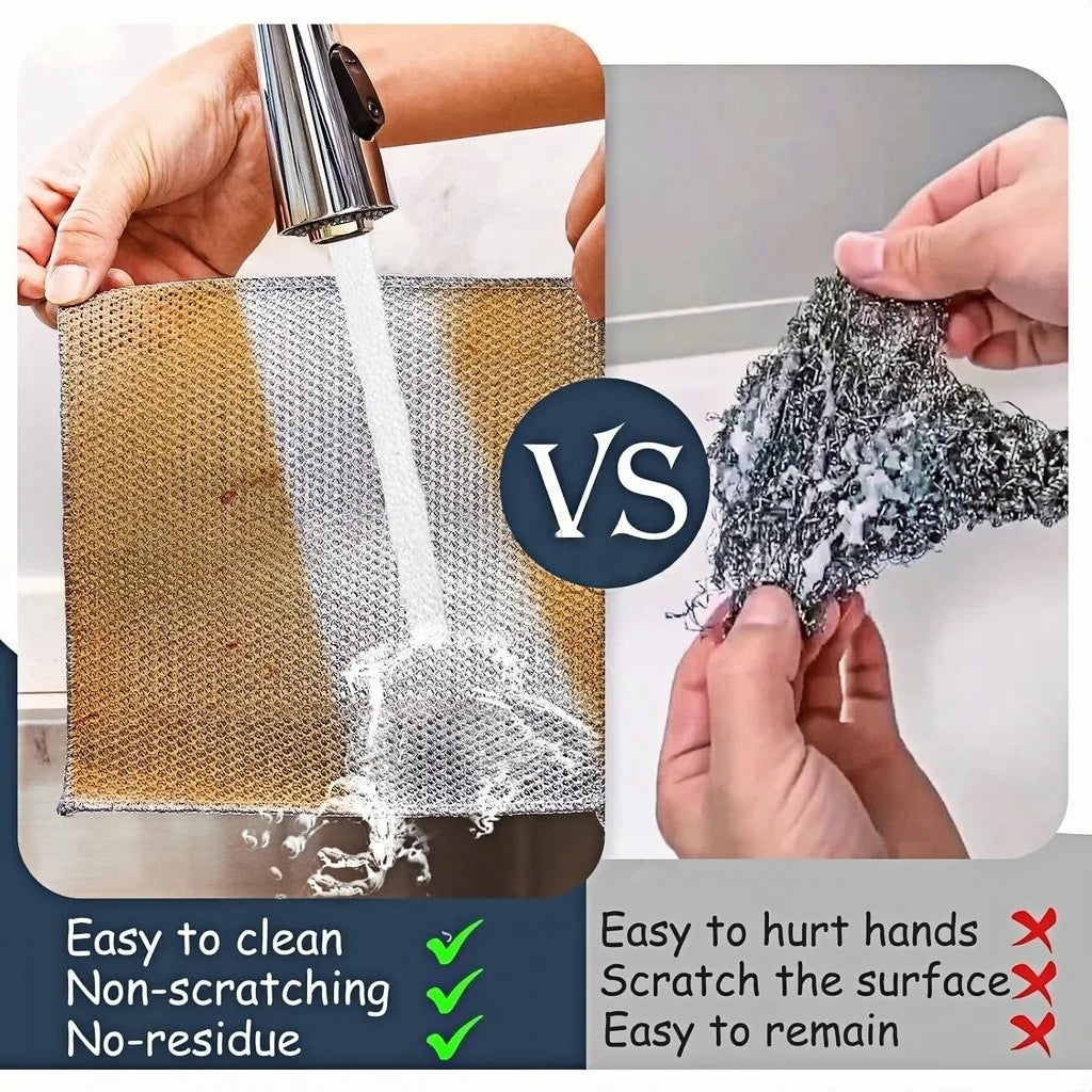 5-20PCS Magic Cleaning Cloth Thickened Double -sided Metal Steel Wire Rags Kitchen Dish Pot Washdishing Cloths Towel Clean Tools