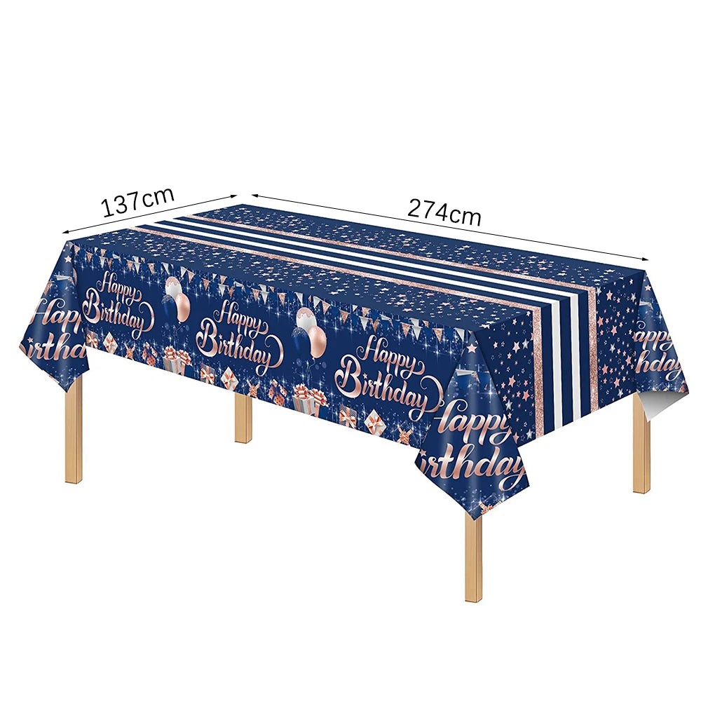 Rectangular Disposable Birthday Tablecloth Plastic Waterproof Tablecloth for Dinning Table 1st Birthday Decoration Baby Shower