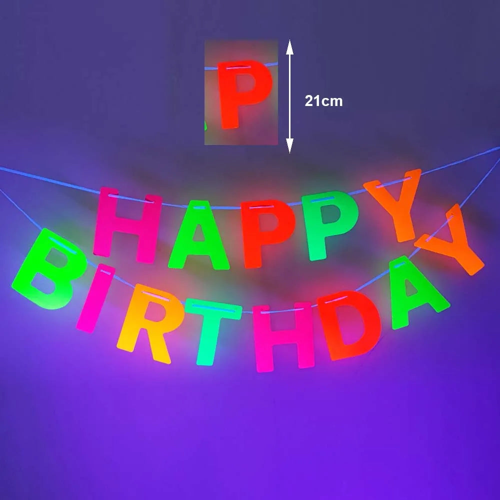 Neon Party Tableware Tablecloths Cups Plates Banner Napkins straws Balloons Neon Glow Birthday Party Decoration Supplies