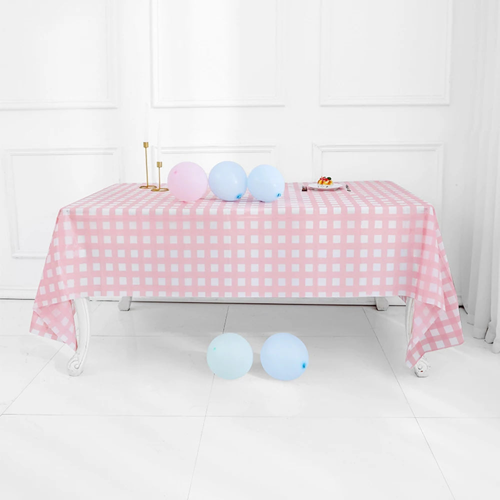 Red Black Checkered Disposable Tablecloth Wedding Birthday Party Indoor Outdoor Picnic Table Cover Plastic Waterproof Tablecloth