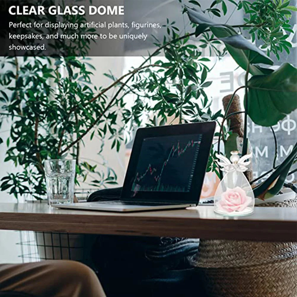 Premium Angel Shaped Glass Dome Preserved Flowers Display Clear Creative Cover Elegant Flower Craft Decor Glass Dome