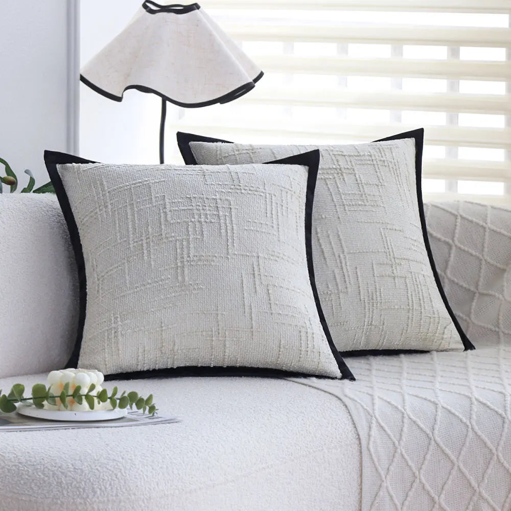 White Pillow Covers 18x18 Ultra Soft Chenille Throw Pillow Cover for Sofa Living Room Modern Decorative Cushion Cover Room Decor