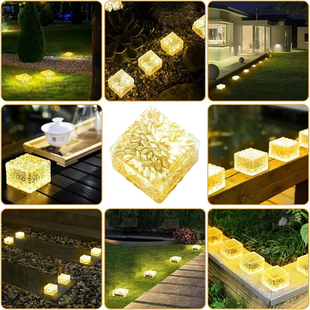 Solar Brick Lights Landscape Path Light Garden Decoration Yard Road Lighting Recessed Paver for Garden, Pathway, Patio, Walkway