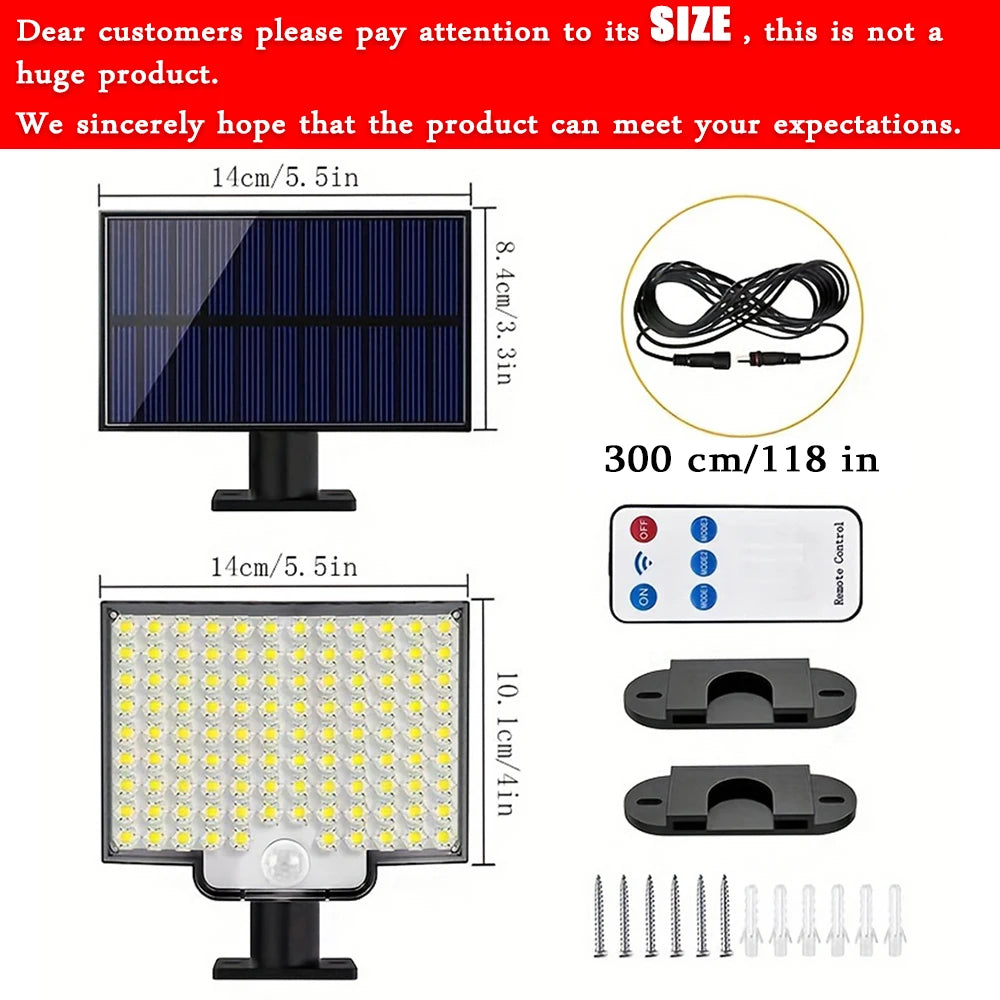 106 LED Solar Motion Light Outdoor Separate Panel Solar Flood Lights 3Light Modes for Garden Garage Street Lamp Outdoor Lighting