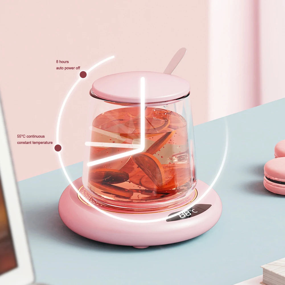 USB Heating Coaster 3 Speed Adjustment Thermostatic 55 Degrees Constant Temperature Warmer for Coffee Mug Milk Tea Water Cup