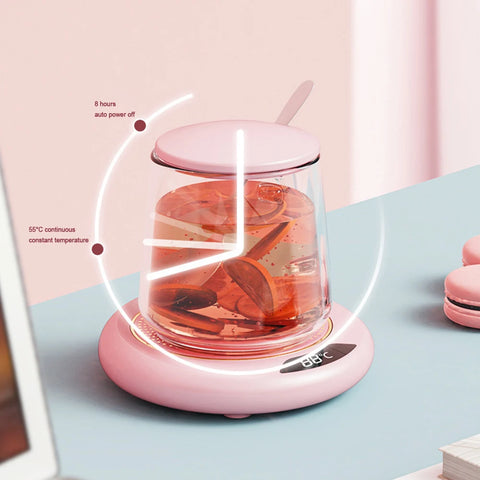 USB Heating Coaster 3 Speed Adjustment Thermostatic 55 Degrees Constant Temperature Warmer for Coffee Mug Milk Tea Water Cup