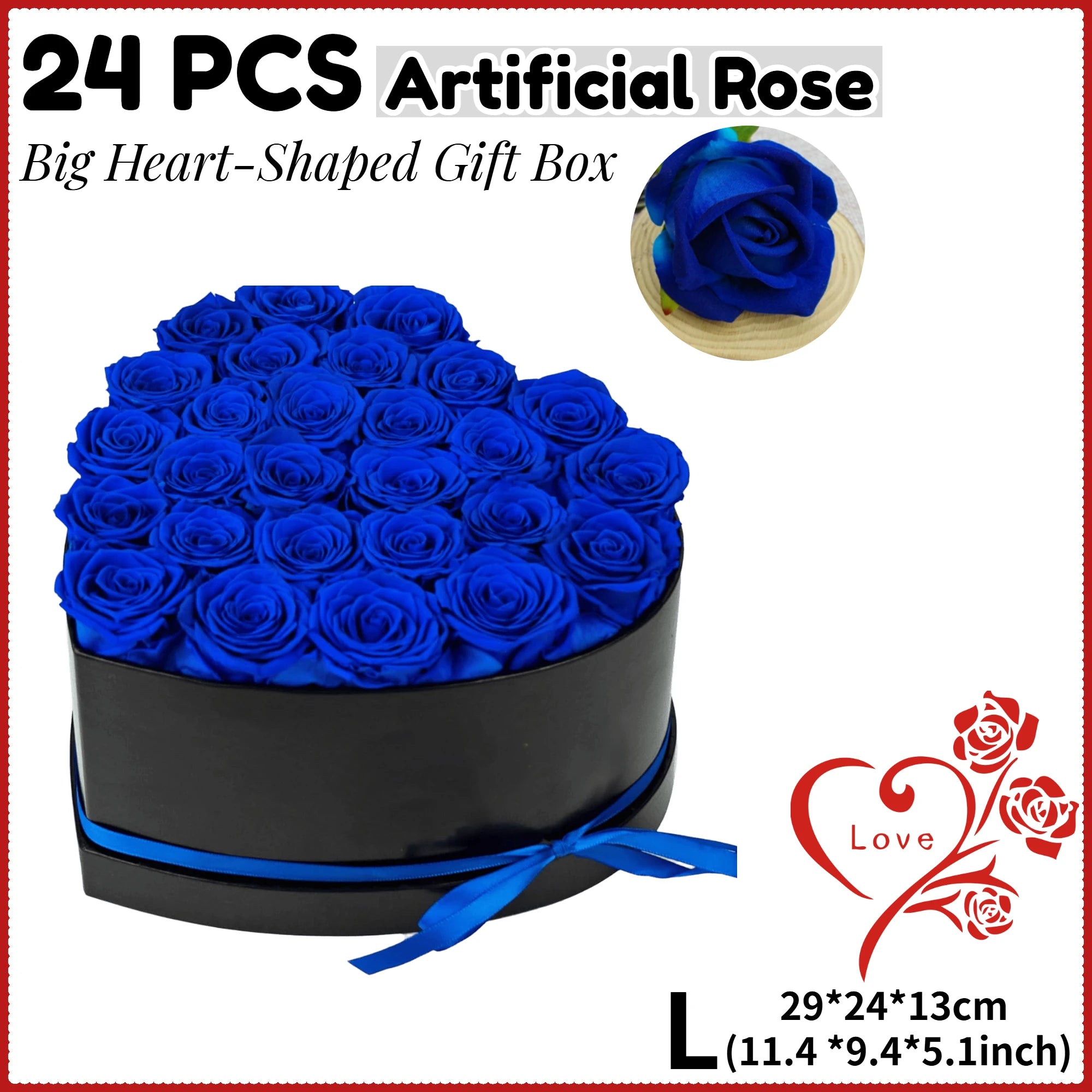 12/18/24PCS Preserved Flowers Rose Heart Shape Box Round Forever Flowers Eternal Valentine's Day Birthday Mother's Gifts For Her