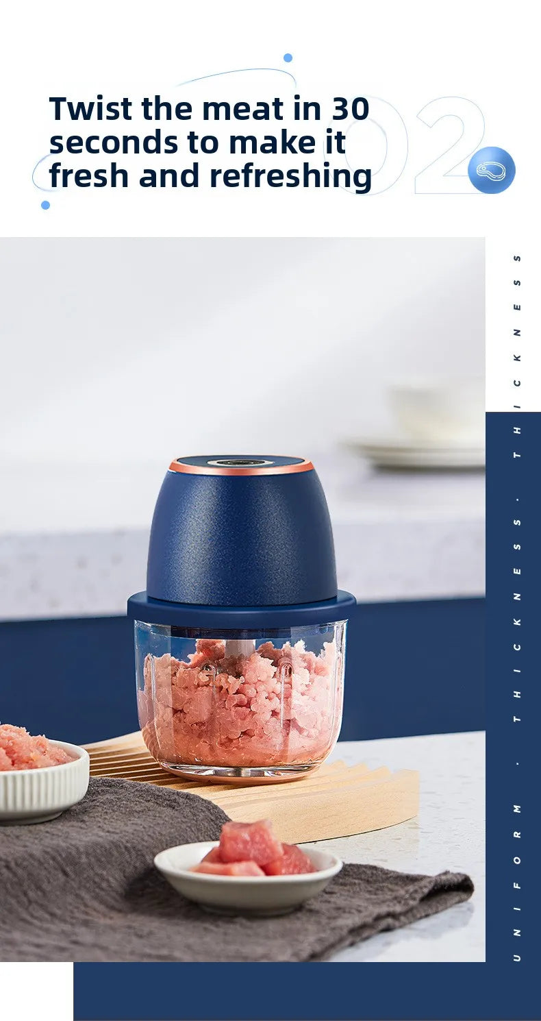 TINSOL 350ML Electric Meat Grinder Food Chopper Garlic Masher USB Multi-Function Vegetable Slicer Blender Kitchen Mixer