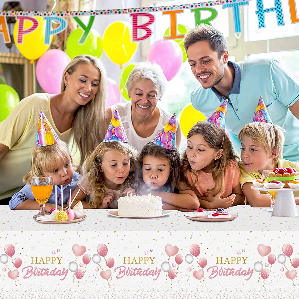 Rectangular Disposable Birthday Tablecloth Plastic Waterproof Tablecloth for Dinning Table 1st Birthday Decoration Baby Shower