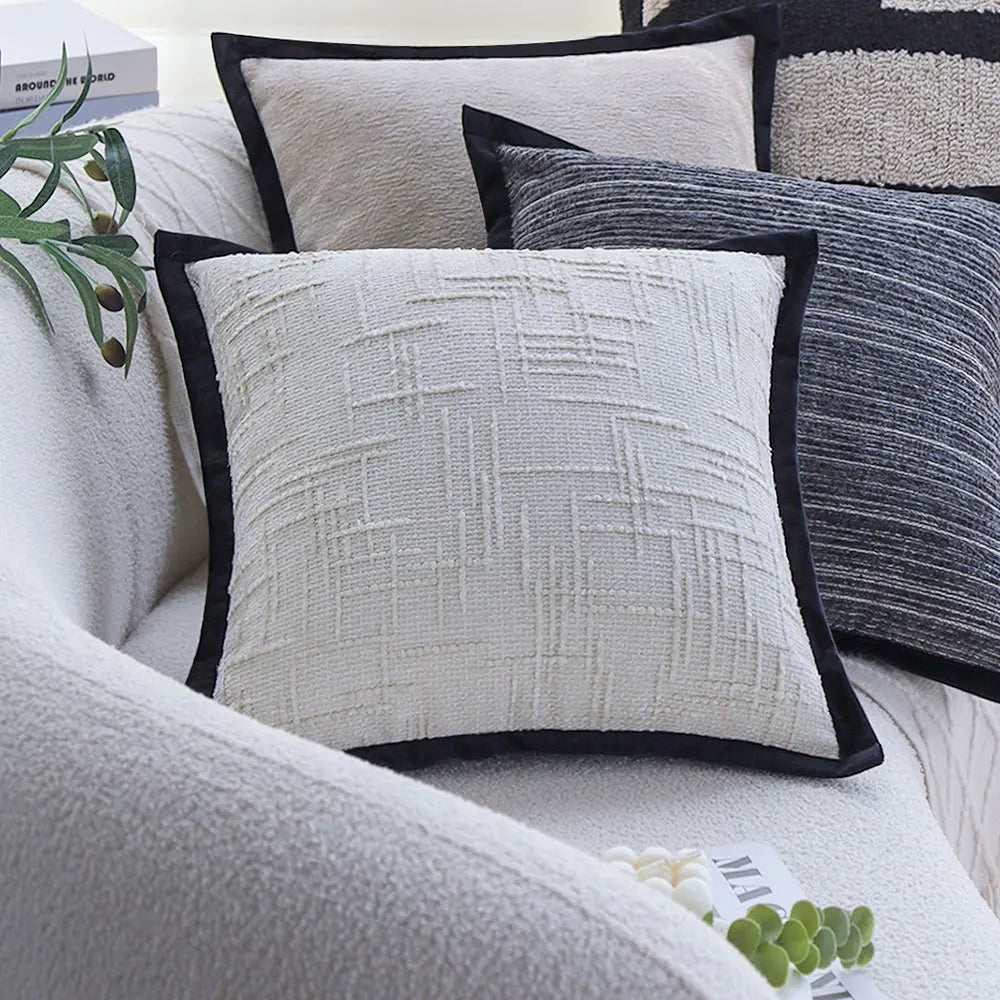 White Pillow Covers 18x18 Ultra Soft Chenille Throw Pillow Cover for Sofa Living Room Modern Decorative Cushion Cover Room Decor