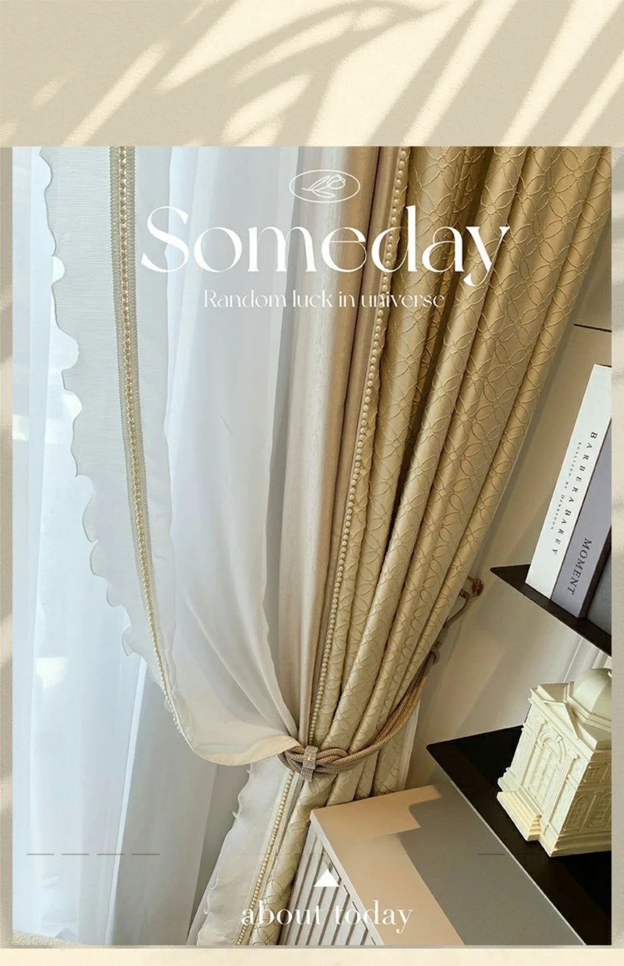 Luxury French Cream Soft Curtain for Living Room Texture High Precision Bedroom Glitter Line Window Tulle  Custom