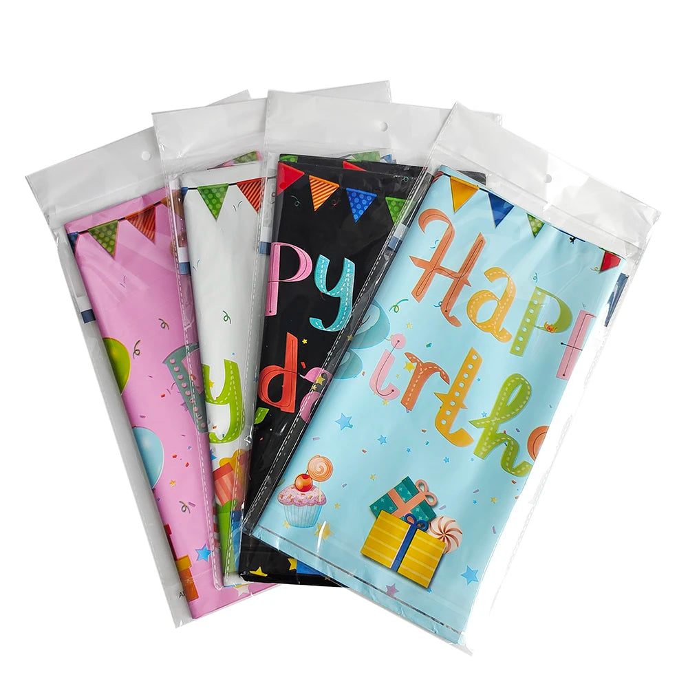 Rectangular Disposable Birthday Tablecloth Plastic Waterproof Tablecloth for Dinning Table 1st Birthday Decoration Baby Shower