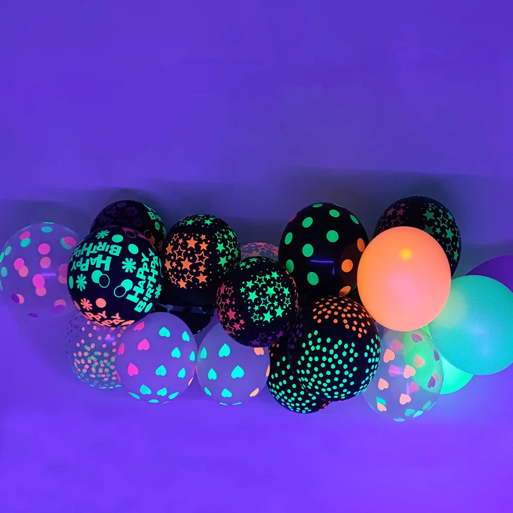 Neon Party Tableware Tablecloths Cups Plates Banner Napkins straws Balloons Neon Glow Birthday Party Decoration Supplies