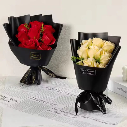 9 Heads Soap Flower Rose Bouquet Artificial Flower for Christmas Wedding Birthday Party Mother’s Day DIY Gift Home Decoration