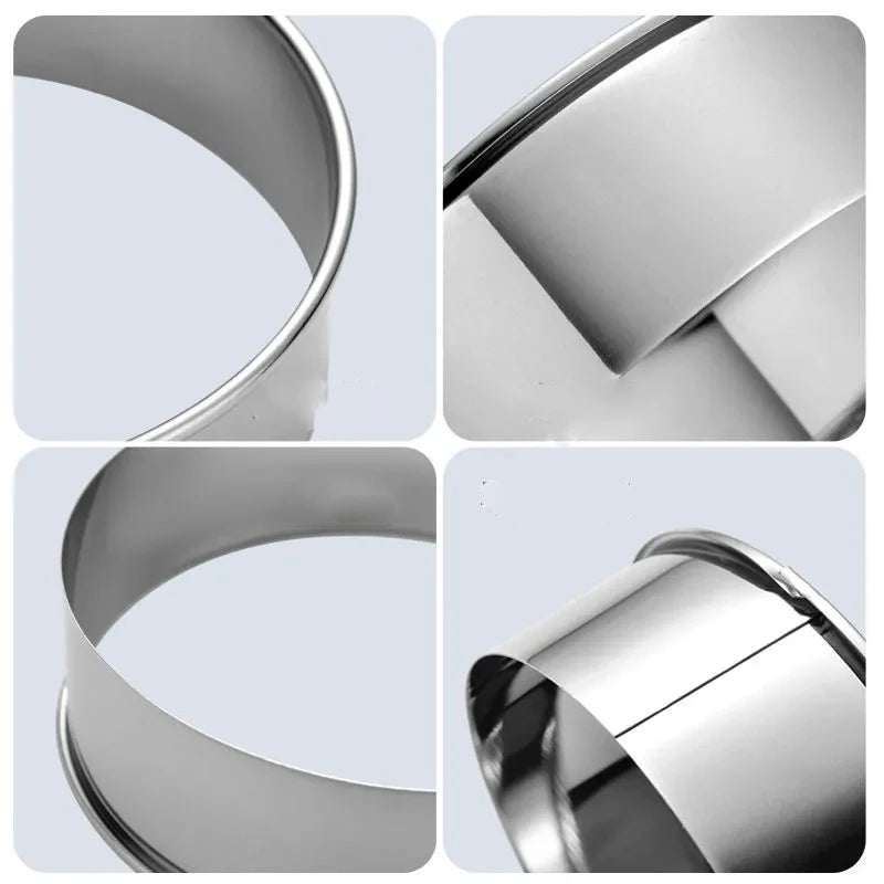 5PCS Round Stainless Steel Biscuit Mold Dumpling Skin Cutting Mold DIY Biscuit Pastry Cake Baking Tools Kitchen Baking Gadget