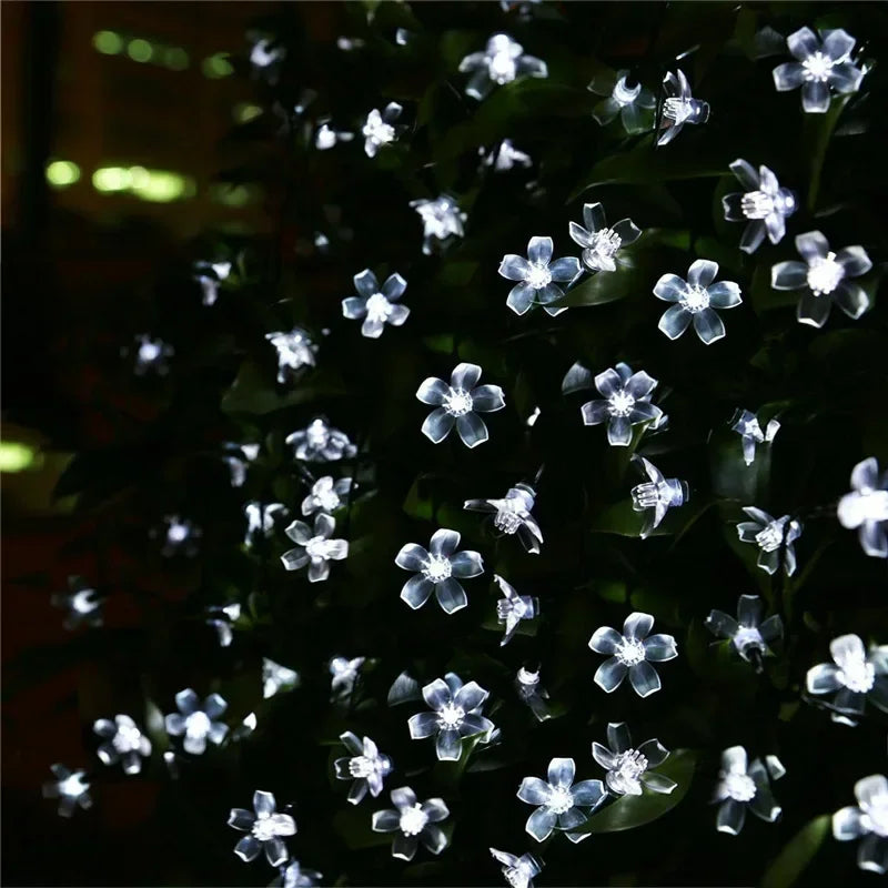 Solar Cherry Garden Flower LightsBattery-operated Garland Solar Outdoor Waterproof Lawn Pathway Christmas Decoration 2025