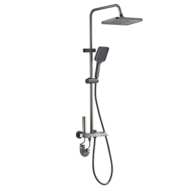 Grey shower Set Four-Function Smart Digital Display Shower System Rainfall Pressurized Wall-mounted Piano Key Shower Faucet Set