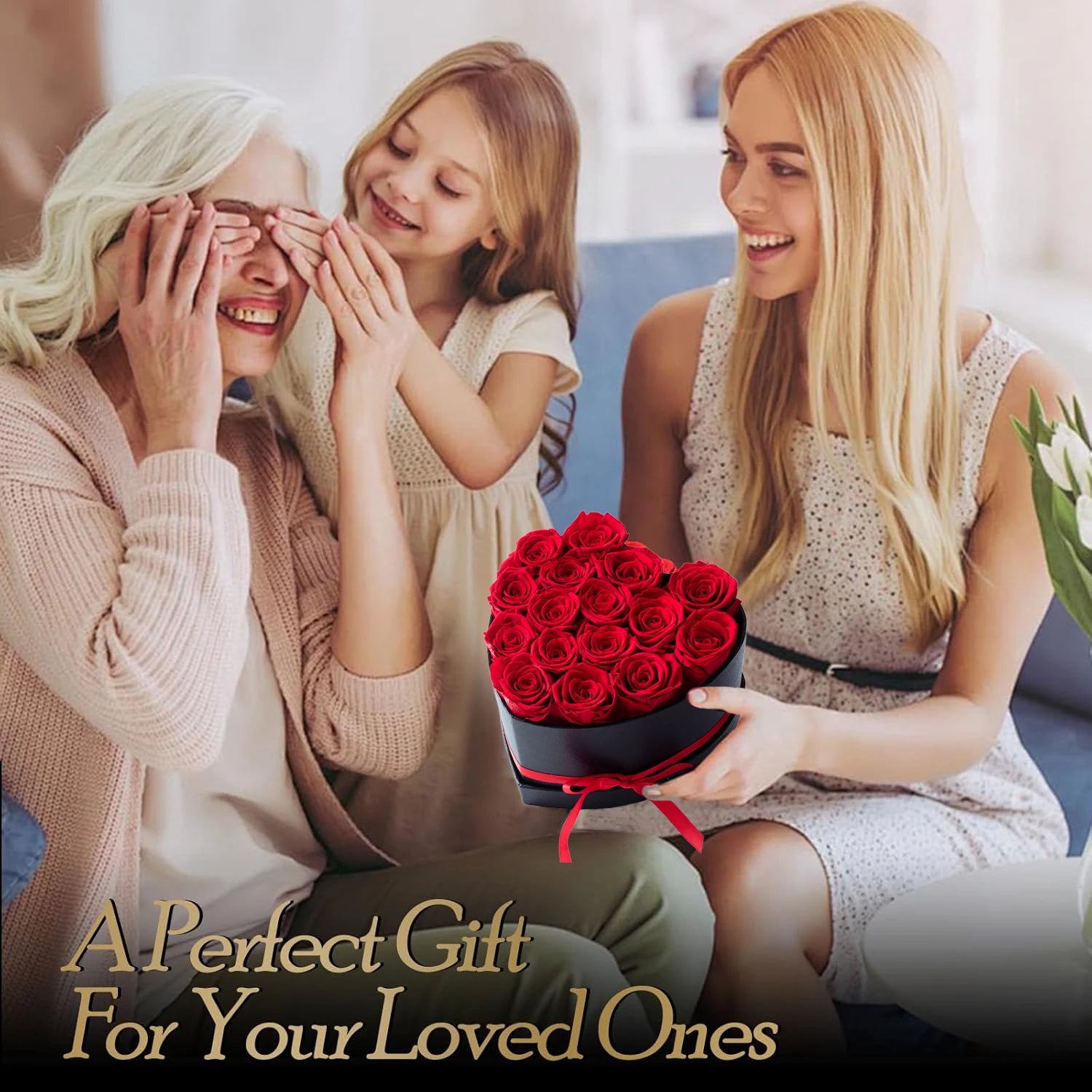 12/18/24PCS Preserved Flowers Rose Heart Shape Box Round Forever Flowers Eternal Valentine's Day Birthday Mother's Gifts For Her