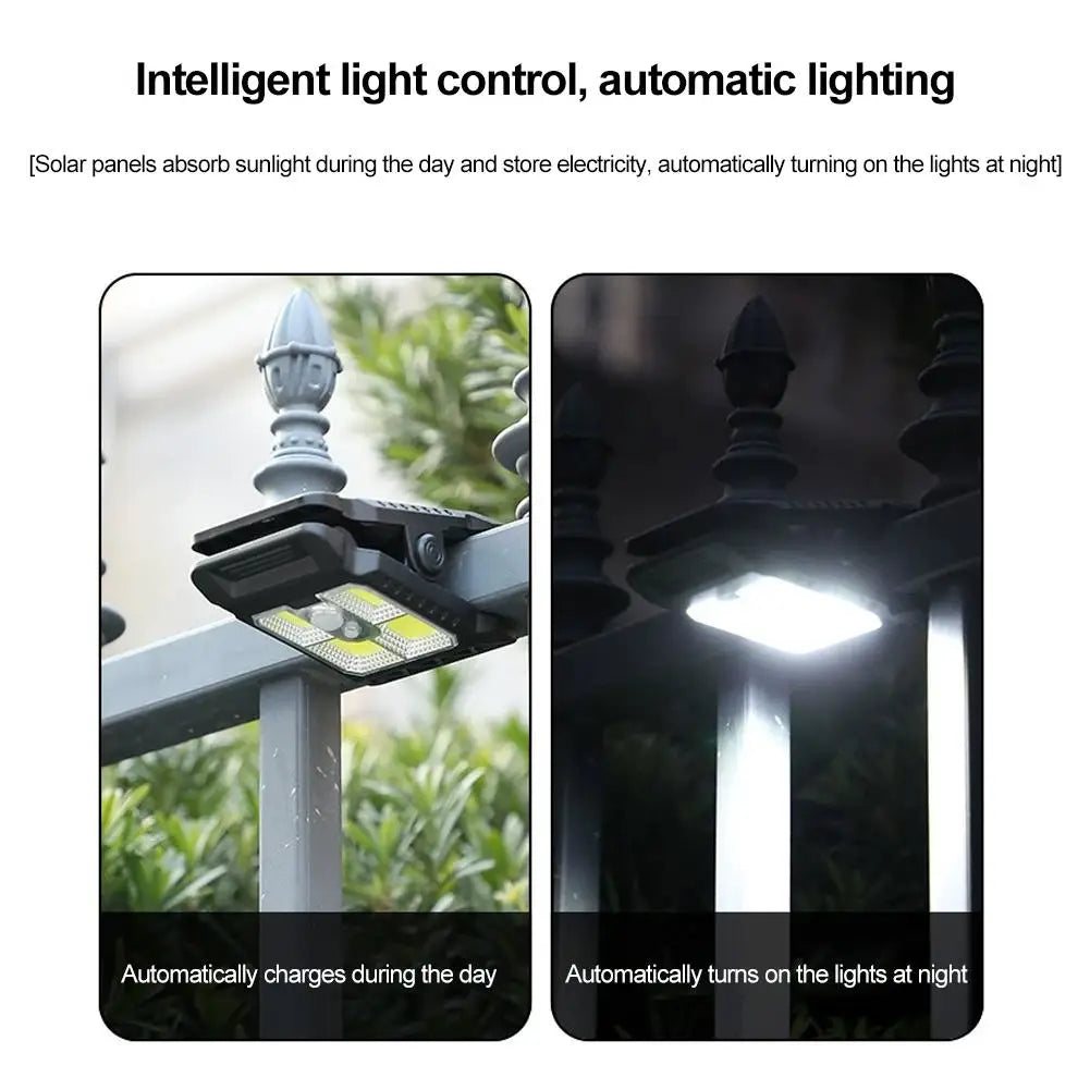 Portable Waterproof Motion Sensor Lamp Outdoor LED Solar Clip Light Household Garden Wall Lights For Yard Fences Balconies