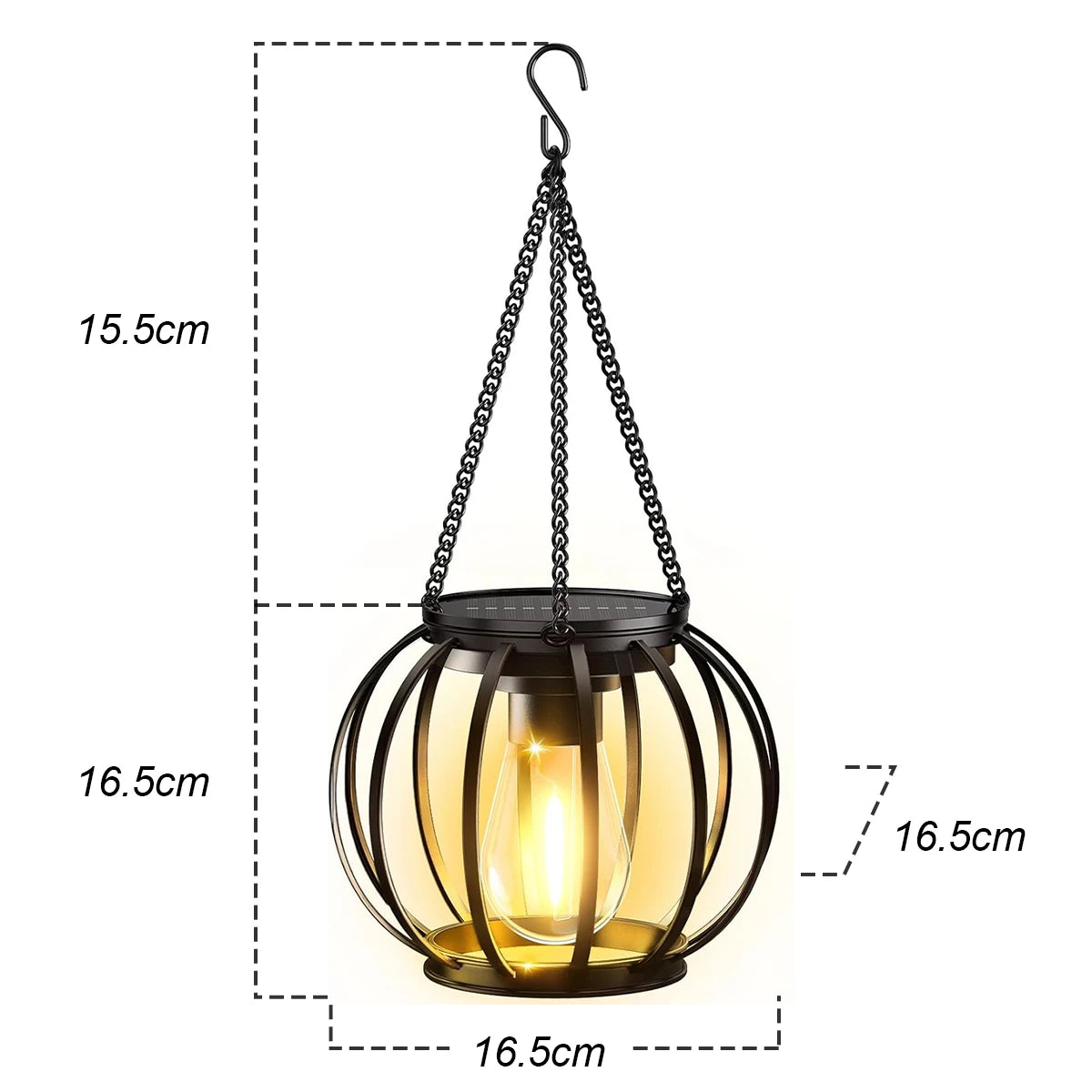 Solar Lantern Led Light Daylight Sensor Garden Lamps Lights Outdoor Waterproof 3000k Landscape Iron-art With Durable Chain Decor